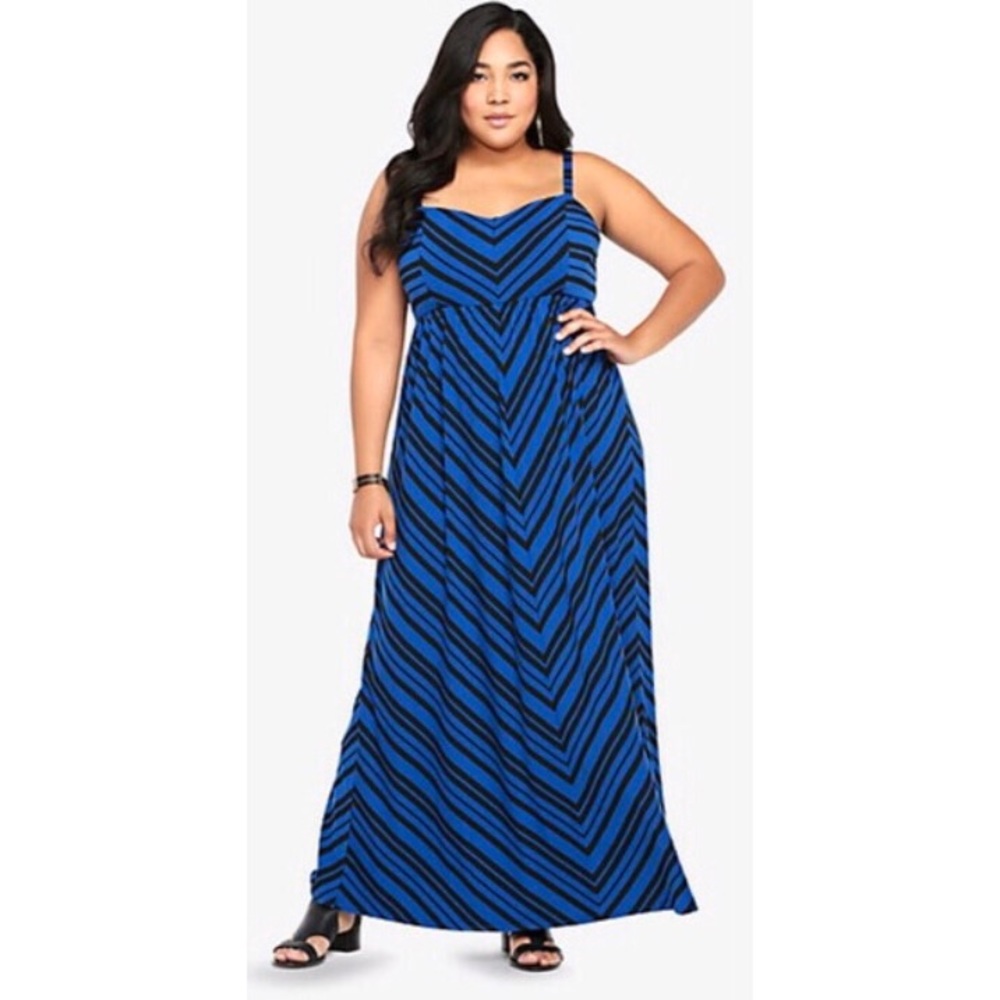 Torrid Black and Blue Chevron Maxi Dress